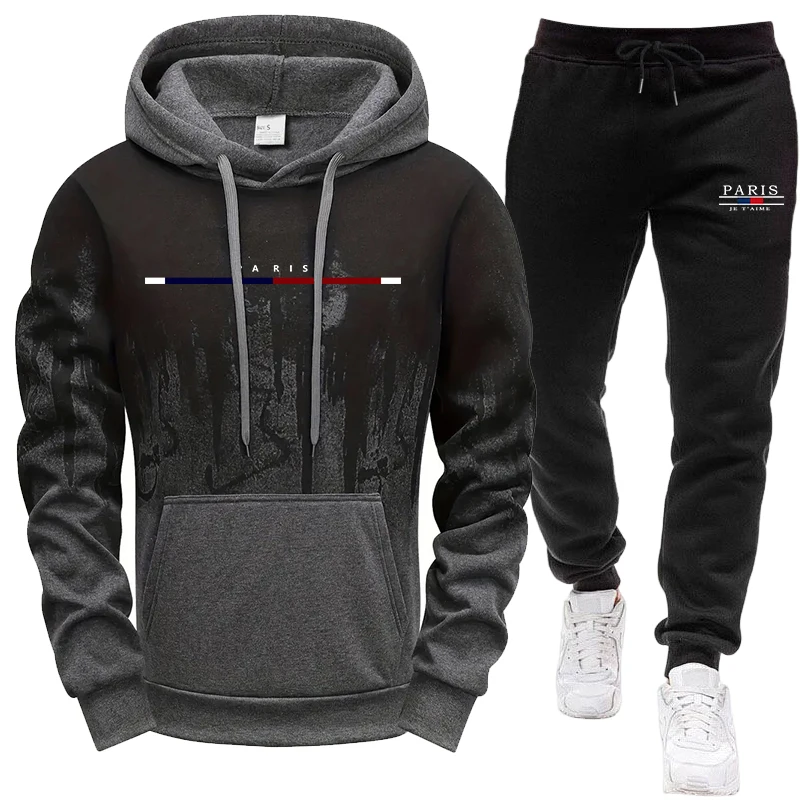 Paris Fashion Men - Completo da Uomo/Felpa con Cappuccio/Pantaloni Autunno