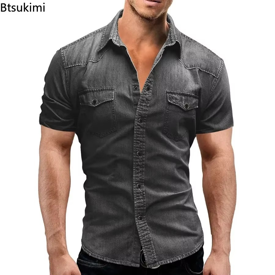 Nuove Camicie in Denim Elastic - Jeans Shirt Fashion For Men recensione e prezzo